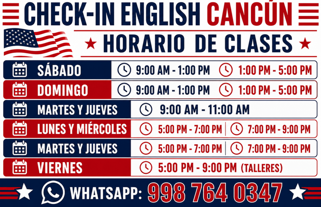Cursos de Inglés Cancún - Horarios